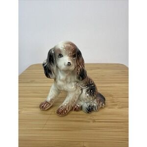 VTG 50s MCM Japan Cocker Spaniel Figurine Brown & White Porcelain Collectible
